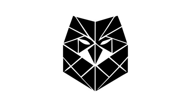 Geometric owl head logo design, polygonal bird vector illustration, minimalist night hunter icon.
