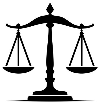 Scales of Justice Icon Symbolizing Law Legal System Judgement and Balance Black Silhouette