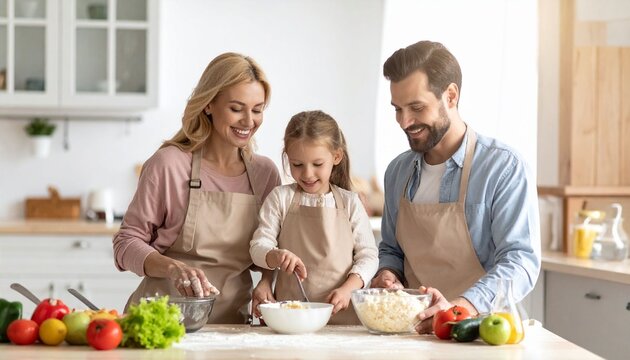 Family cooking together in kitchen