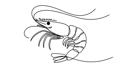 Fototapeta premium Minimalist Continuous Line Drawing of a Shrimp