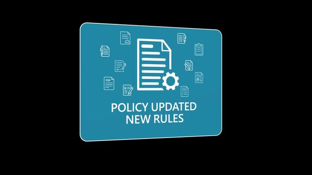 Business professional holding tablet with policy updated notification, Corporate compliance, new rules implementation, governance management, regulatory change, on transparent background.