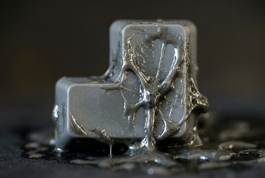 Close-up of a plastic enter keycap melting into a sticky sludge