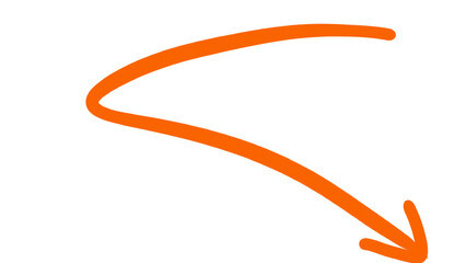 Curved orange arrow doodle pointing right and down © Deepak basant kewat