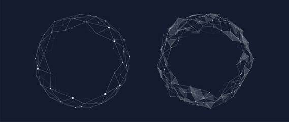 Obraz na płótnie Canvas Fragmented Sphere Network Ring with Connected Dots and Lines Technology Connection Concept