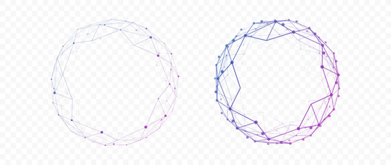Obraz na płótnie Canvas Broken Sphere Network with Connected Nodes and Lines Futuristic Tech Connection Structure