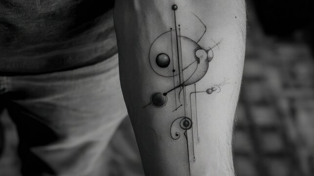 Abstract Geometric Tattoo Design on Arm.
