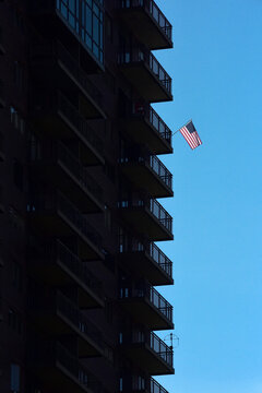 U.S. Flag Flies From Balcony