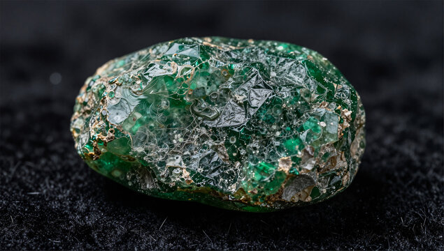 High Contrast Macro of Raw Vltavin Moldavite Specimen