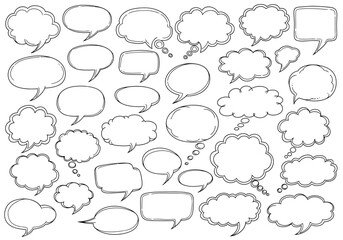 Fototapeta premium Speech bubbles and thought clouds for dialogue and communication design