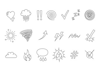 Fototapeta premium Weather and status icons for app ui and web design, line style vector symbols