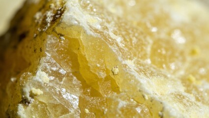 Obraz premium macro closeup sugar crystal texture golden translucent surface cubic structure sweet food detail shiny facets amber tone natural pattern macro photography surface detail crystalline texture granular 
