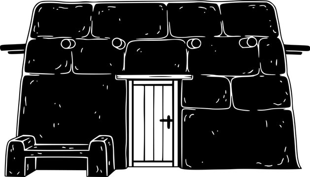 Mud Brick House Silhouette Egypt Rural Architecture Village Tradition Black Vector