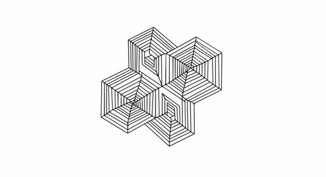 Abstract geometric pattern with repeating hexagonal and cuboid shapes