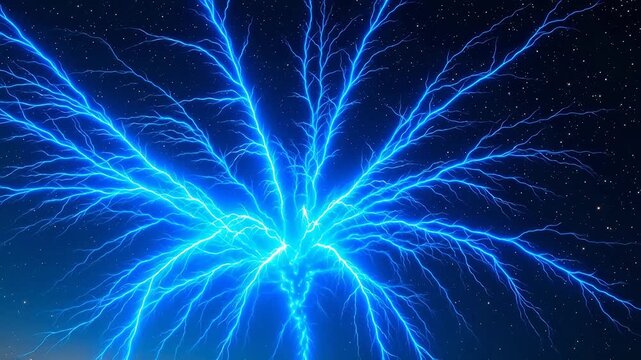 Dynamic Blue electric lightning bolts in space representing Generative AI and Creative Energy