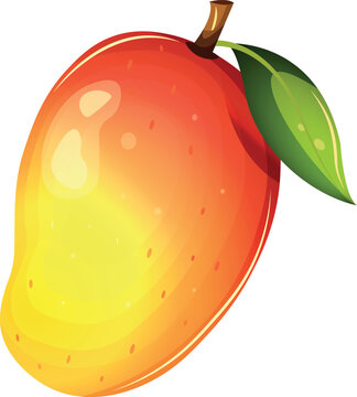 Fresh mango with leaf isolated on transparent background