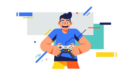 Obraz premium Man Playing Video Game Console.