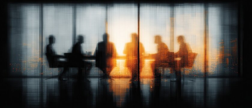 Focused business meeting corporate office high-quality stock professional environment silhouetted view work discipline concept