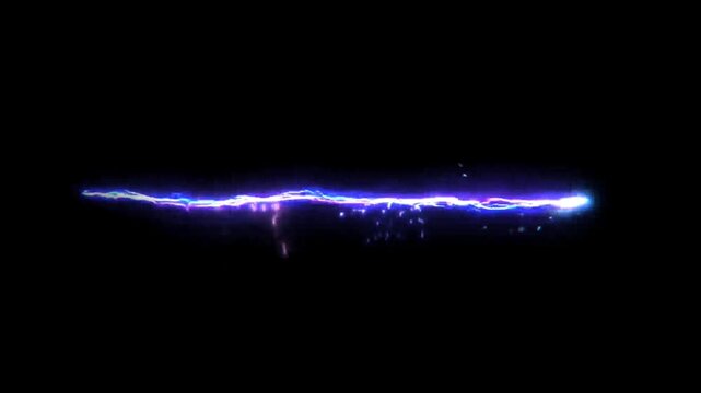 glowing blue purple electric line animation with dynamic energy spark effect on dark background visual loop
