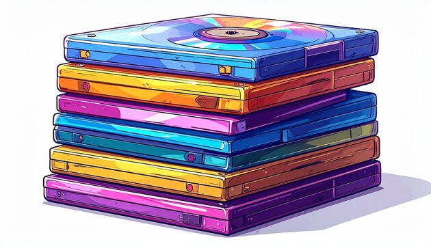 Stack of Colorful MiniDiscs - A Nostalgic Digital Media Collection.