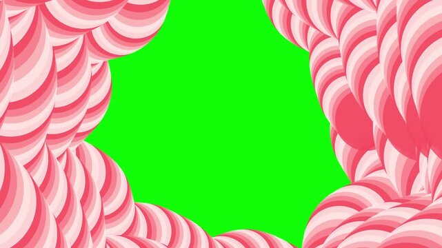 A vibrant pink floral frame surrounds a bright green screen background in this motion graphic illustration suitable for your frame.