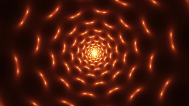 Abstract tunnel of glowing orange light particles