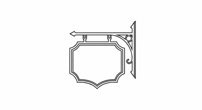 Ornate hanging signpost bracket with a blank shield-shaped sign