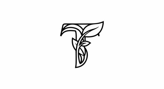 Ornate letter T with elegant floral vine detailing