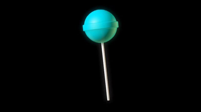 Blue lollipop candy on dark background glowing sweet treat animation minimal loop video