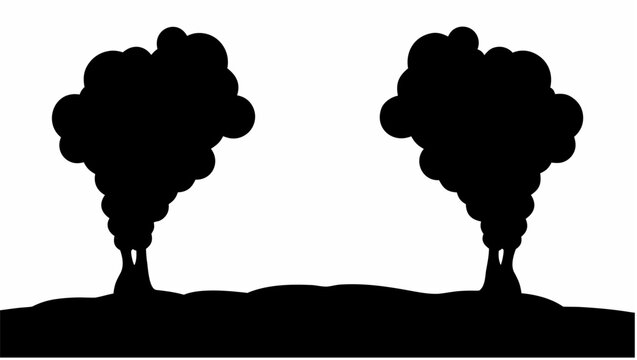 War torn landscape with smoke rising from explosions on a battlefield destruction and chaos in a desolate environment