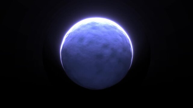 Glowing blue cosmic egg or sphere in dark space