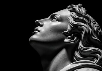 Fototapeta premium Closeup of a classical marble statue head looking upwards