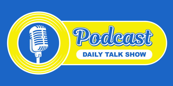 podcast talk show logo text label badge typography editable text effect font style template design