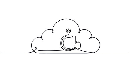 Minimalist cloud with letters C and b in a single line drawing. © Caket