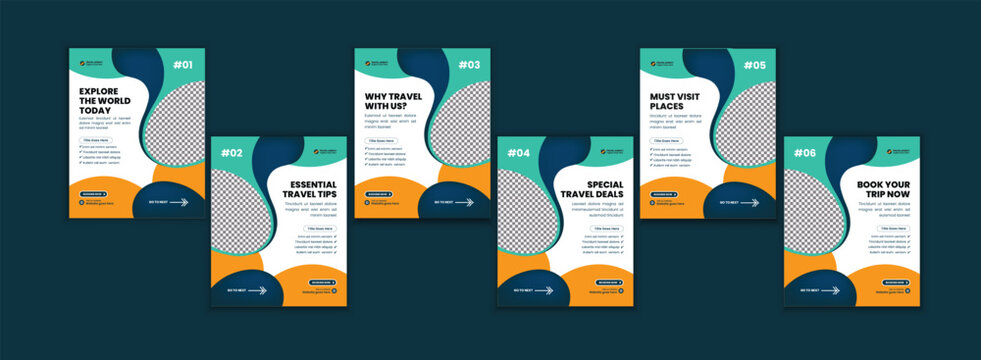 Travel Promotion Carousel Template, Tourism Business Post, Vacation Banner Set