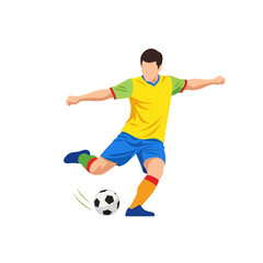 Obraz premium Soccer Player Kicking Ball - Dynamic Action Shot, Athlete in Motion