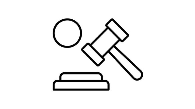 Law hammer, Judge gavel icon animation video footage for auction, court, judgement, lawyer, decision, justice, legal, crime, judicial, legislative, authority, courthouse, criminal, guilt