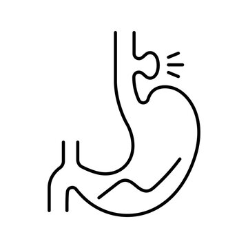 Esophagus diverticulum icon. Healthcare and gastroenterology line symbol. Black and white.