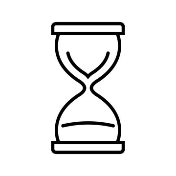 Hourglass timer icon. Business and time management line symbol. Black and white.