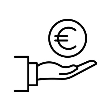 Money contribution icon. Business and payments line symbol. Black and white.