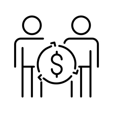 Profit sharing icon. Business and profit sharing line symbol. Black and white.