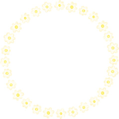 Obraz premium Watercolor Daisy Circle Frame Border