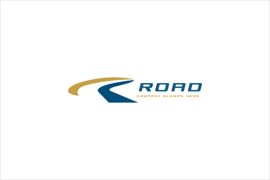 Initial letter R winding road river logo design vector inspiration.
