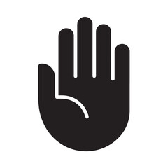 Fototapeta premium A simple black silhouette of a human hand with palm facing forward
