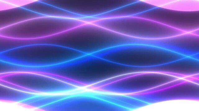 Abstract neon wave background with glowing blue and purple light curves