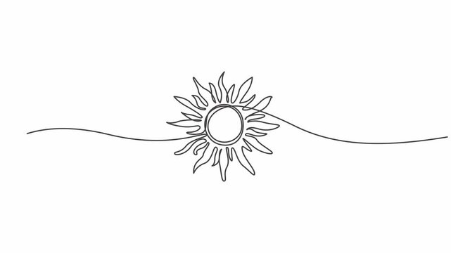 abstract vector illustration, Sunflower One-Line Art Animation Minimalist Sunflower Line Art Motion