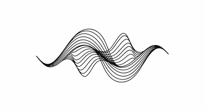 Abstract black lines form a flowing, wavy, layered wave-like pattern