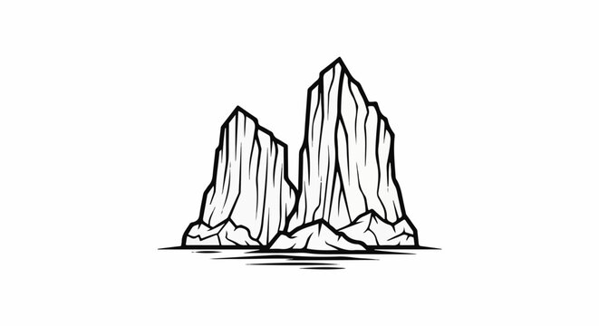 Two sharp, jagged rock formations rise dramatically from calm water