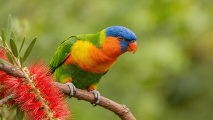 Fototapeta premium Colorful parrot perched on branch