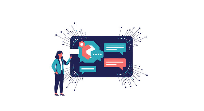 Flat design business communication, conversation concept, chatbox, speech bubbles, customer service