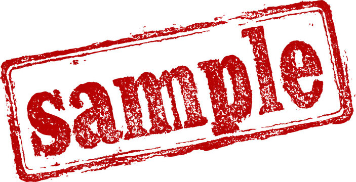 Red Grunge Sample Stamp Overlay on Transparent Background for Graphic Design Elements